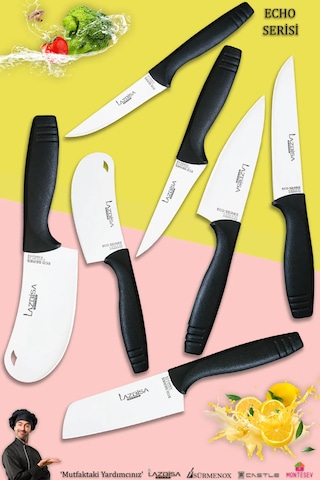 Eco Serisi Mutfak Bıçak Seti Et Sebze Börek 7 Li Set Mft-8573 Siyah