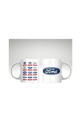 Applucky Ford Logo Tarihçesi Baskı Kupa Bardak Beyaz