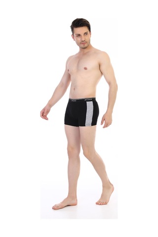 Çift Kaplan Erkek Elastanlı Biyeli Siyah Boxer 850