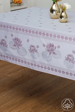 Nilüfer Lüx Jakar Kumaş Mor Masa Örtüsü Dikdörtgen 160x320 Cm - 1091 Çok Renkli