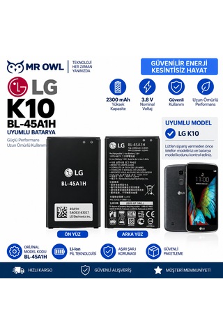 Lg K10 Uyumlu Bl-45a1h 2300 Mah 3.8v Li-ıon Batarya Lg K10 Uyumlu Bl-45a1h 2300 Mah 3.8v Li-ıon Batarya