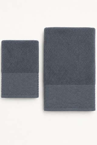 2 Parça Banyo Havlu Seti %100 Pamuk 90x150 + 50x90 Cm Elora Collection İndigo
