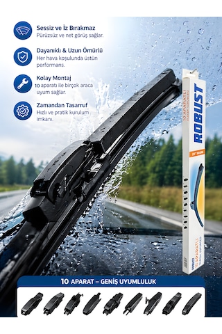 55 Cm 22 550mm Universal Oto Sileceği 10 Aparatlı Sessiz Çalışma İz Bırakmaz Premium Kalite