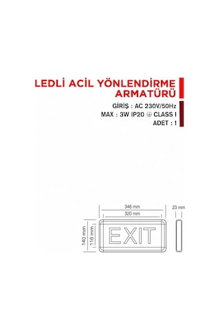 Ledli Acil Yönlendirme Armatürü Çift Yön Sağ-sol