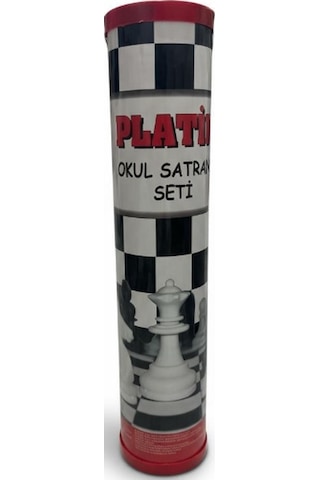Platin Okul Tipi Satranç Seti - Taşıma Kutulu Plastik Takım Ve Rulo Satranç Matı