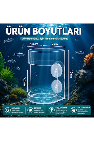 Akvaryum Yemleme Halkası Vantuzlu Akrilik Balık Yemliği Yem Dağılmasını Önleyen Yem Besleme Aparatı