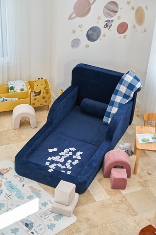 Funbed Yeni Nesil Montessori Çocuk Yatağı & Oyun Alanı Yıkanabilir Sıvı Geçirmez Lacivert - 836527200