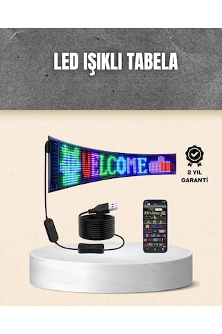 Rgb Kayar Yazılı Led Reklam Ekranı Usb Bağlantılı Esnek Tasarım RGB