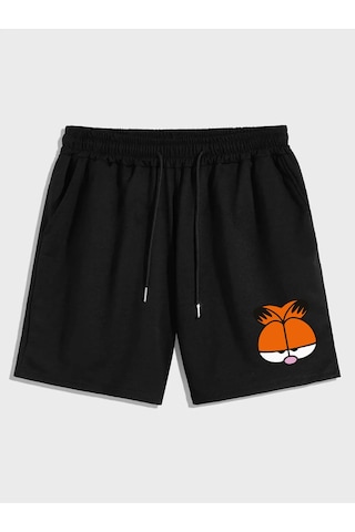 Harmandar Saturn Baskılı Siyah Tekli Cepli Kadın/erkek Unisex Şort Siyah