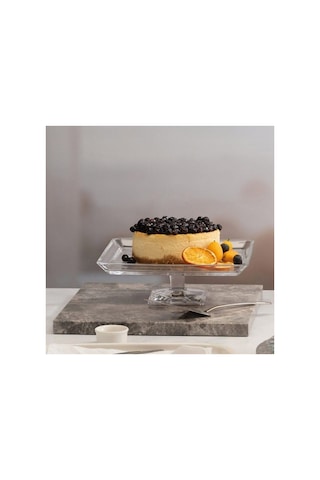 950007 Madlen Ayaklı Kare Servis Tabağı 24 Cm Beyaz