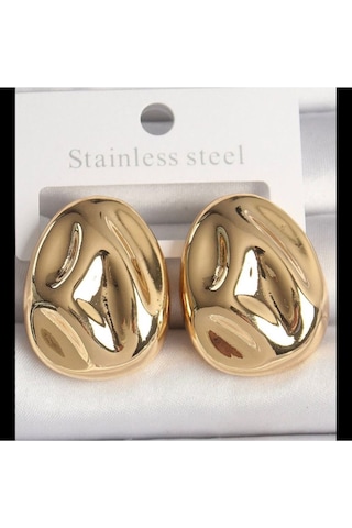 Tasarım Egg Küpe Gold Çelik Altın - Çok Renkli