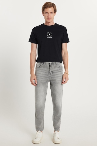 Erkek Relax Fit Geniş Kesim Boru Paça Denim Yıkamalı Taşlamalı Esnek Gri Jean Kot Pantolon-34488 Gri