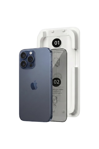 Fulltech Magicbox iPhone Uyumlu 15 Pro Premium Tempered Glass Aparatlı Ekran Koruyucu - Privacy