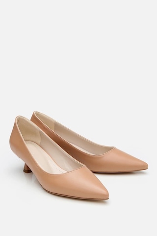 Kadın Bej Kısa Topuklu Stiletto Bej