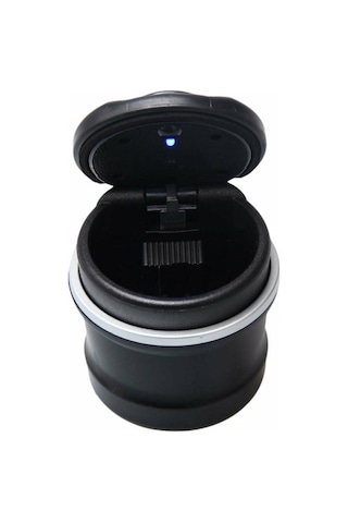 Araç Içi Işıklı Küllük 2 Parça Siyah Renk Kapaklı Araba Küllüğü O