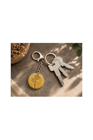 Handmade Polimer Kil Çiçek Gold Anahtarlık El Emeği Dekoratif Anahtarlık