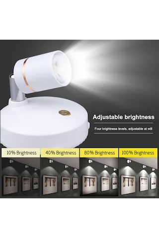 Vkemall Tl005-sın Pilli Led Spot Işık 2 Lümp+2 Kumanda - Uzaktan Kontrol, 200 /350 Döner, 4 Seviye Parlaklık - Sergi, Şarap Dolabı, Mükemmel Işıklandırma Diğer