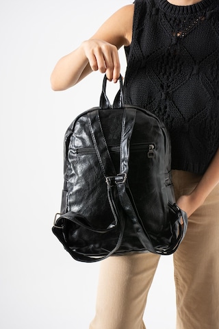 571 Collections Suni Deri Yıkama Sırt Çantası Poliüretan Siyah Model: 571-14-16h Siyah