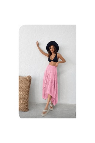 Die&more Fırfırlı Gofre Etek Pembe Pembe