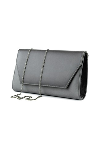 Erkan Saçmacı Antrasit Saten Zincir Askılı Manyetik Kapaklı İç Cepli Zarif Abiye El Çantası Antrasit