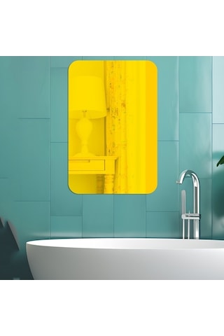 Novahub 4 Adet 42cm Yuvarlak Köşe Akrilik Ayna, Gümüş, Stereo Duvar Stickerları Dikdörtgen Model Diğer