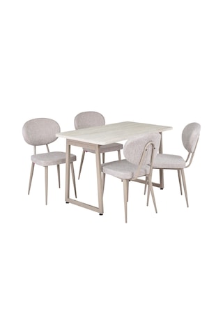 Vilinze Deniz Sandalye Biga Mdf Sabit Metal Ayak Mutfak Masası Takımı - 70x120 Cmbiga70120yr-vt-lkn01-vizon-deniz-skrem Sigmakrem