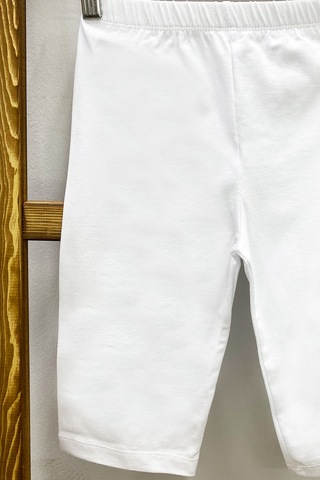 Kız Çocuk Kısa Tayt Düz Renk Beli Lastikli D27 Beyaz