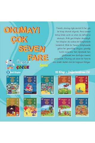 Okumayı Çok Seven Fare Seti - 10 Kitap Takım - Asude Gündüzhev - Üçgen Çocuk