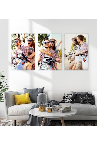 Kişiye Özel Fotoğraflı 3 Lü Mdf Tablo Seti 20x28 Cm Siyah