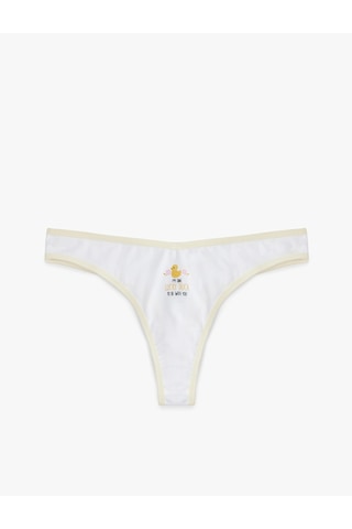 Koton Rahat Kalıp Lastik Detaylı Baskılı Pamuklu String Külot Ekru 6slk30039mk Ekru