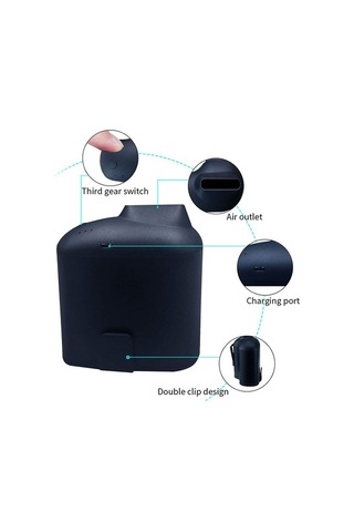 Üç Ayarlanabilir Rüzgar Hızı Siyah İle Taşınabilir Asılı Bel Usb Fanı 3102 Siyah