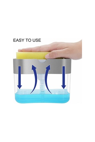 Youtek Mutfak Sabun Dispenseri Sponge Tutuculu, 2'li Tasarım, 385 Ml Kapasite, Gri Renk, Ev Ofis Kullanıma Uygun Diğer