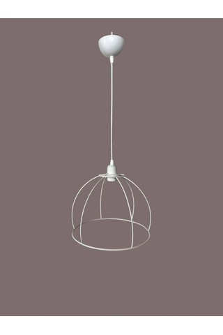 Yarım Küre Avize Teli , İskeleti 30x22 Cm Beyaz Statik Boyalı Duy Takımı Dahil Beyaz