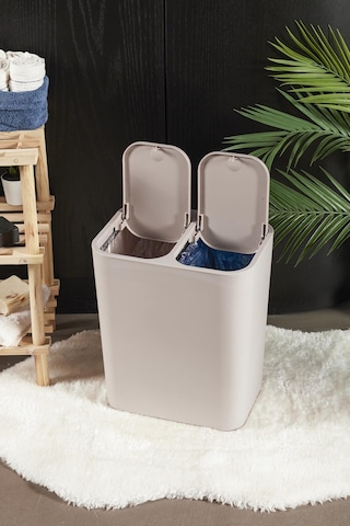 Perotti Taupe Kahverengi Milton 15 Litre 2 Li Çöp Kovası Beyaz