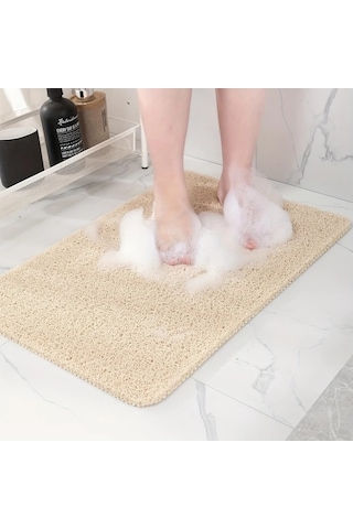 Trendooze Hızlı Kuruyan Kaymaz Banyo Paspası - 24x16 İnç Pvc Bej Renk Sunshine022 Bej