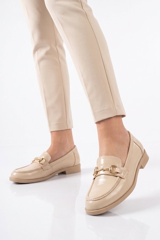 Pierre Cardin Tokalı Şık Rahat Loafer Ayakkabı Kadın Bej Parlak Klasik Casual Ayakkabı Pc-56058 Bej-parlak