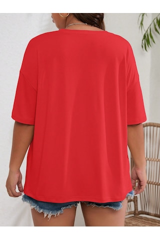 Unisex Sevimli Kedi Patili Kalp Tasarım Basklı Tshirt Kırmızı