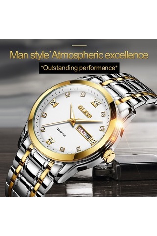 Fastbuy Erkekler İş Aydınlık Çift Takvim Kuvars Saat Siyah Su Geçirmez Çok Renkli Olevs 8691 Çok Renkli