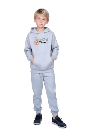 Fyk Kids Kapüşonlu Baskı Detaylı Erkek Çocuk Eşofman Takımı 3'lü - Çok Renkli