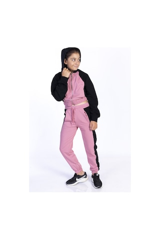 Toontoy Kız Çocuk Blok Renkli Eşofman Takımı Gül Kurusu