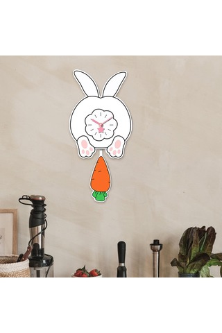 Homyl Tavşan Sarkaçlı Duvar Saati Sessiz Saat Akrilik Askılı Stil C