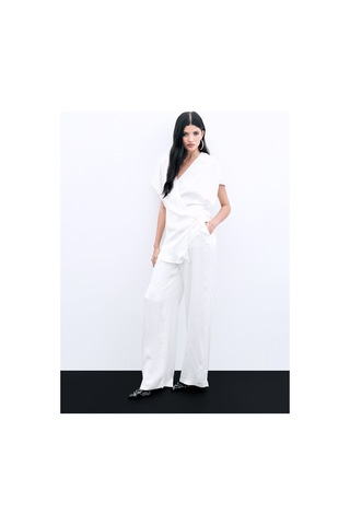 Sateen Cepli Bol Pantolon - Ekru-136044 Ekru