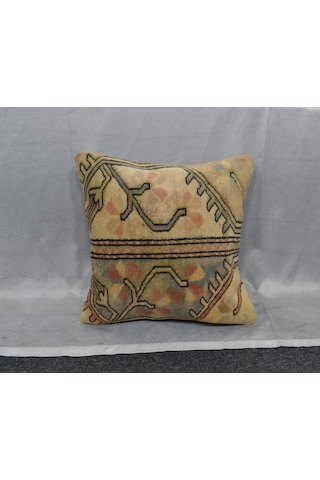 Zehra Abla Halı Vintage El Dokuma Dekoratif Halı Kırlent Yastık Kılıfı 6702 Çok Renkli