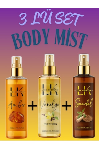 Loen Kozmetik Amber + Sandal + Vanilla Vücut Spreyi 3 x 200 ML