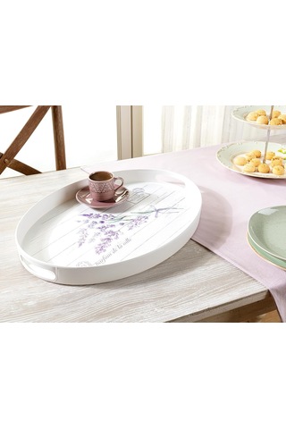 Lavander Oval Tepsi Beyaz