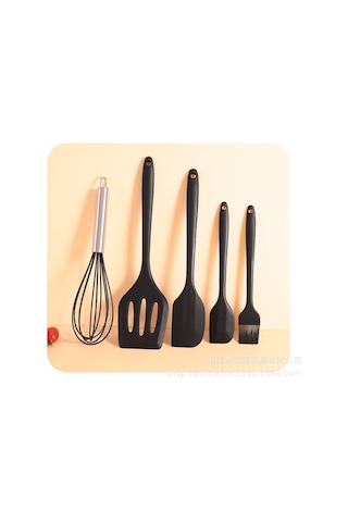 Jian Fan Silicone Shovel Food Grade High Temperature Resistant Non Stick Pot Special Kitchen Frying Pot Shovel Leakage Soup Spoon Household Kitchenware Set Black Siyah