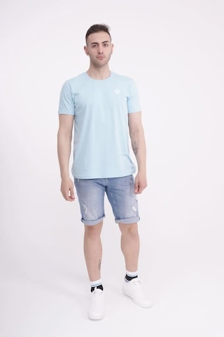 The Socks Company 23scts233u Pati Nakışlı Yaka Açık Mavi Tshirt 001