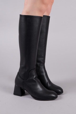 Chimay Aksesuarsız Topuklu Çizme Siyah-8559 Siyah