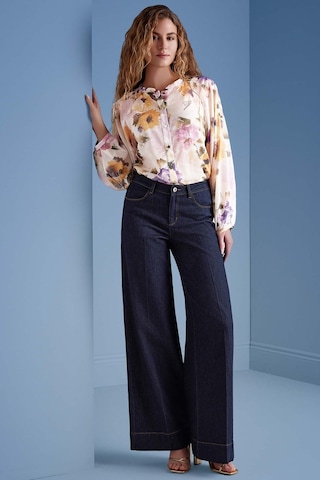 Hakim Yaka Çok Renkli Desenli Gömlek Çok Renkli