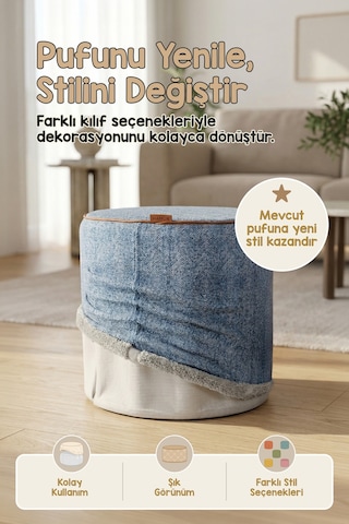 Çift Yönlü Çevir Puf Çift Taraflı Yıkanabilir Puf Bench Kılıfı Orella